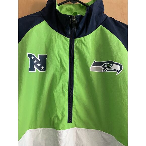 NWT NFL Men's XXL Seattle Seahawks 1/4 Zip Nylon Track Jacket Team - Picture 2 of 11